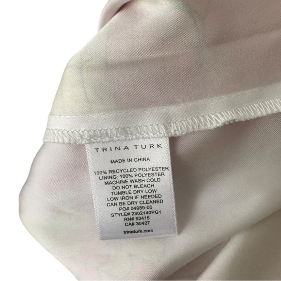 Trina Turk‎ Verbenia Sleeveless Abstract-Print Ruffle Top Medium Pink Orange - Picture 6 of 7